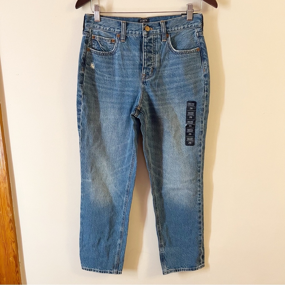 J.Crew Premium Edition Straight Jean Button Fly Womens 26 Blue NEW BT081